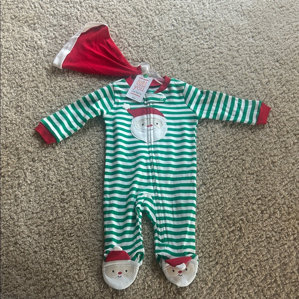 Festive Striped Santa Baby Footie